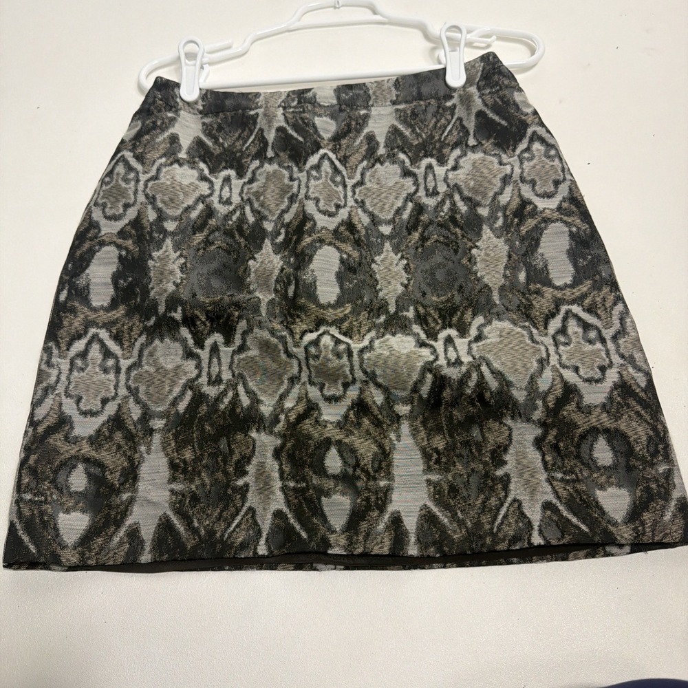 Max Mara Jacquard Black Gray Mini Skirt‎ Size Us 4 Made In Italy